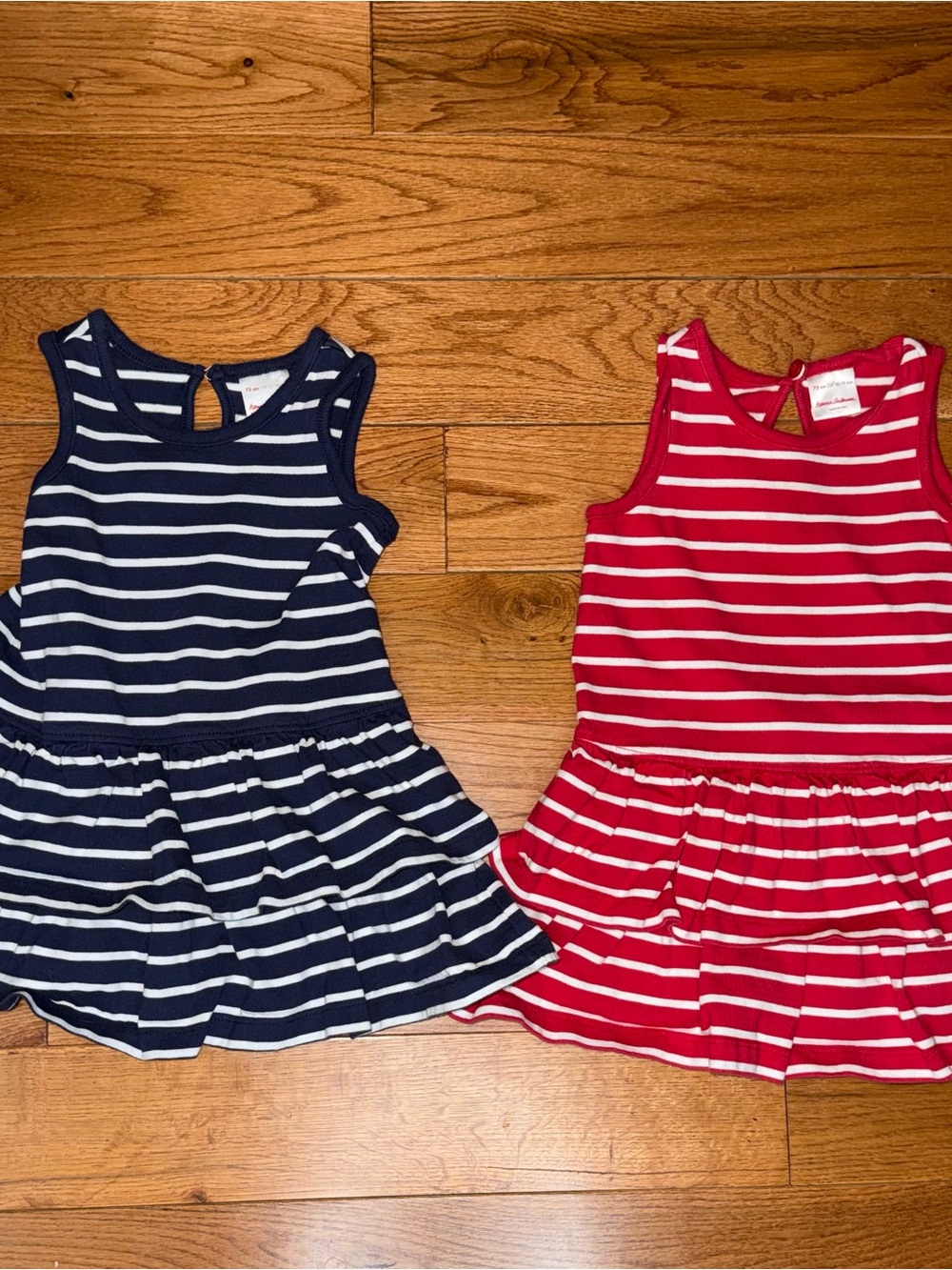 Hanna Andersson Striped Tiered Ruffle Dress Lot 2 Girls 12-18M